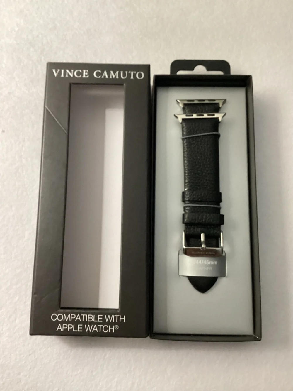 Vince Camuto Men's Apple Watch Band Black Leather #42/44/45